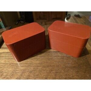 Vintage 1980 ELDON PLASTIC INDEX CARD FILE Box Burnt Orange 2